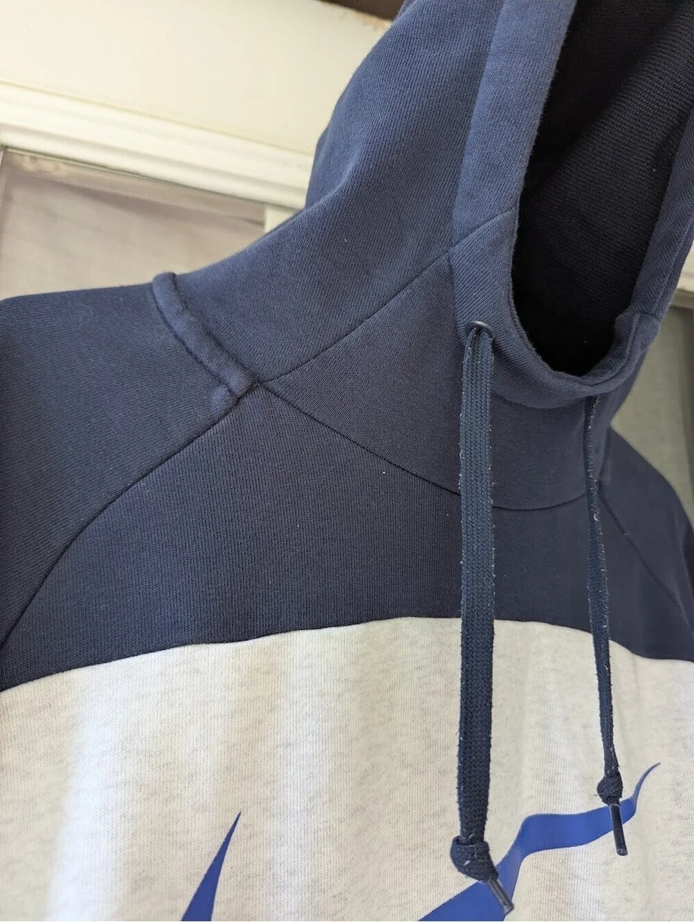 Nike Dri-FIT Hoodie XL Gray Blue Colorblock Pullover Swoosh Fleece Sweatshirt